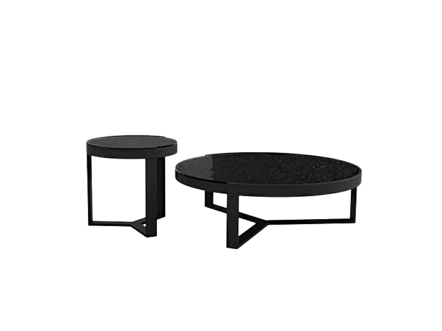 Table basse ronde en verre noir ondulé (lot de 2) LIGURIE