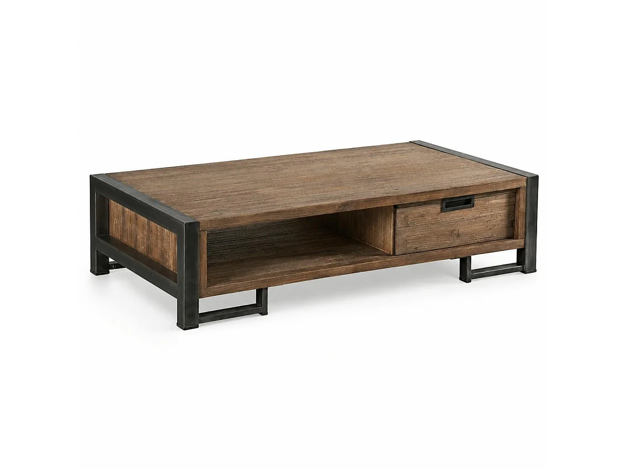 Table basse en teck naturel 2 tiroirs 110x70x35cm CANADA