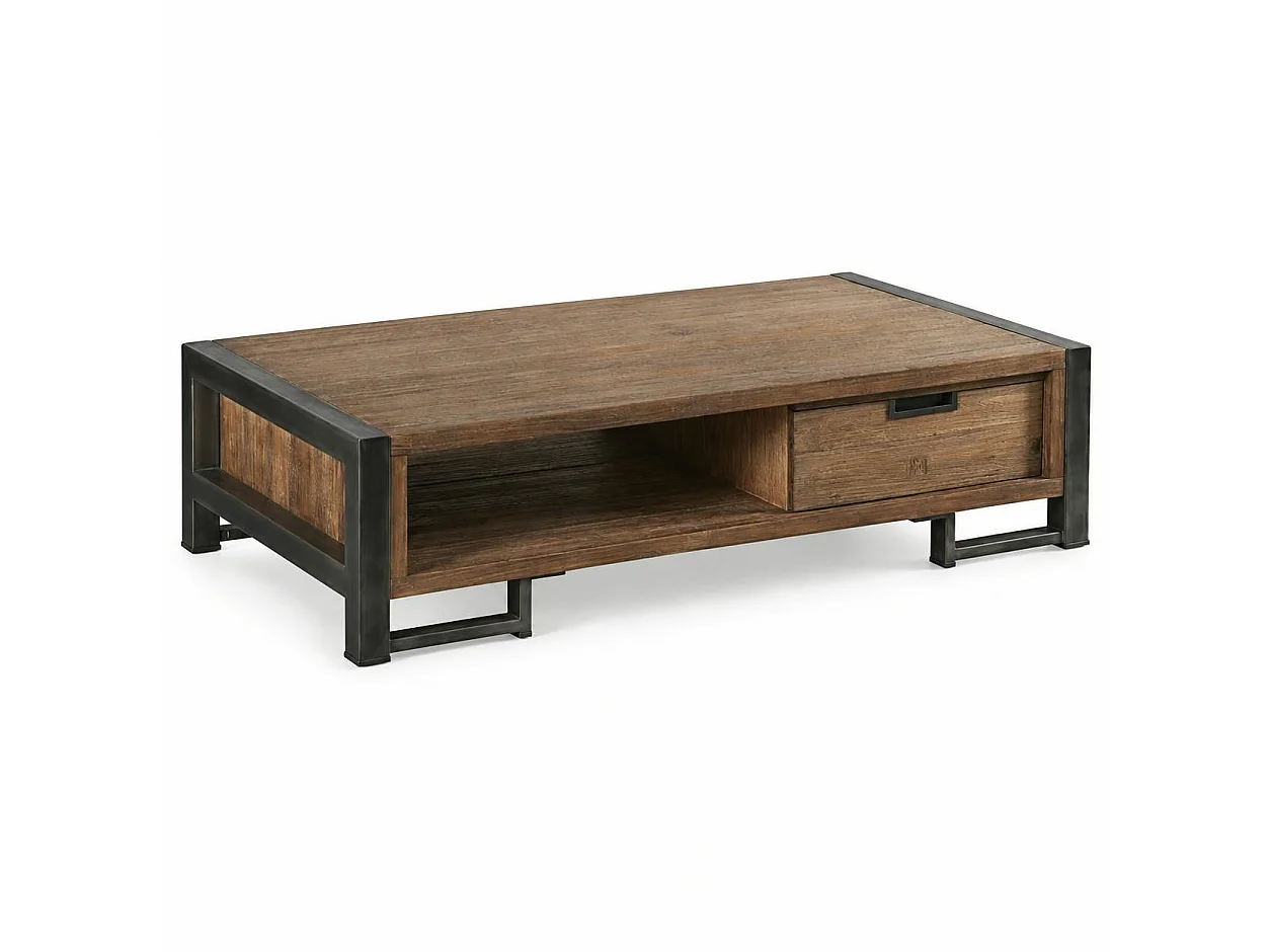 Table basse en teck naturel 2 tiroirs 110x70x35cm CANADA