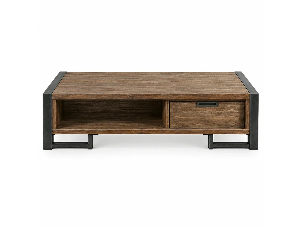 Table basse en teck naturel 2 tiroirs 110x70x35cm CANADA