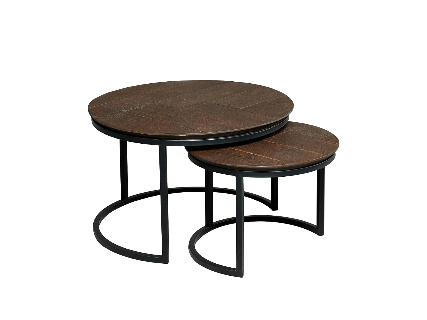 Table basse ronde gigogne en chêne brun (lot de 2) ALMA
