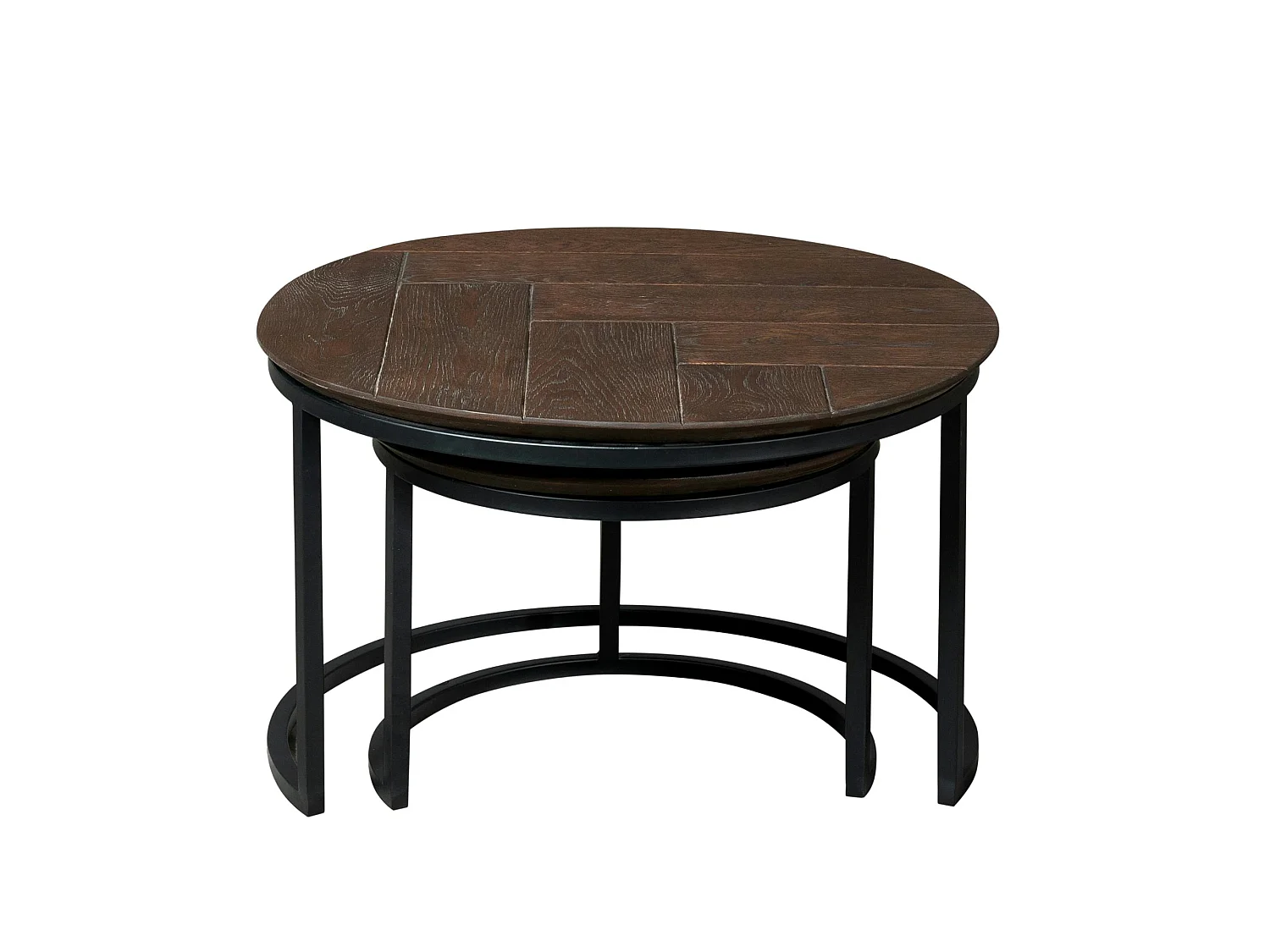 Table basse ronde gigogne en chêne brun (lot de 2) ALMA