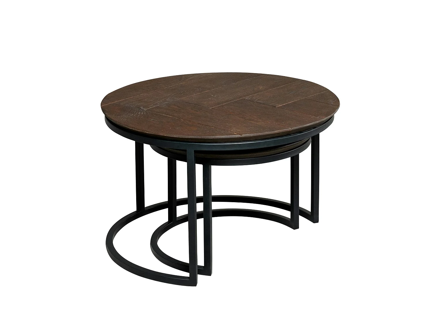 Table basse ronde gigogne en chêne brun (lot de 2) ALMA