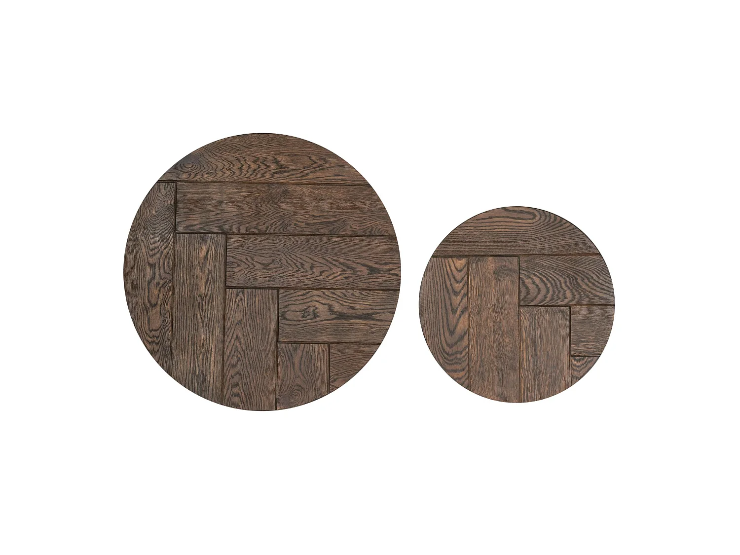 Table basse ronde gigogne en chêne brun (lot de 2) ALMA