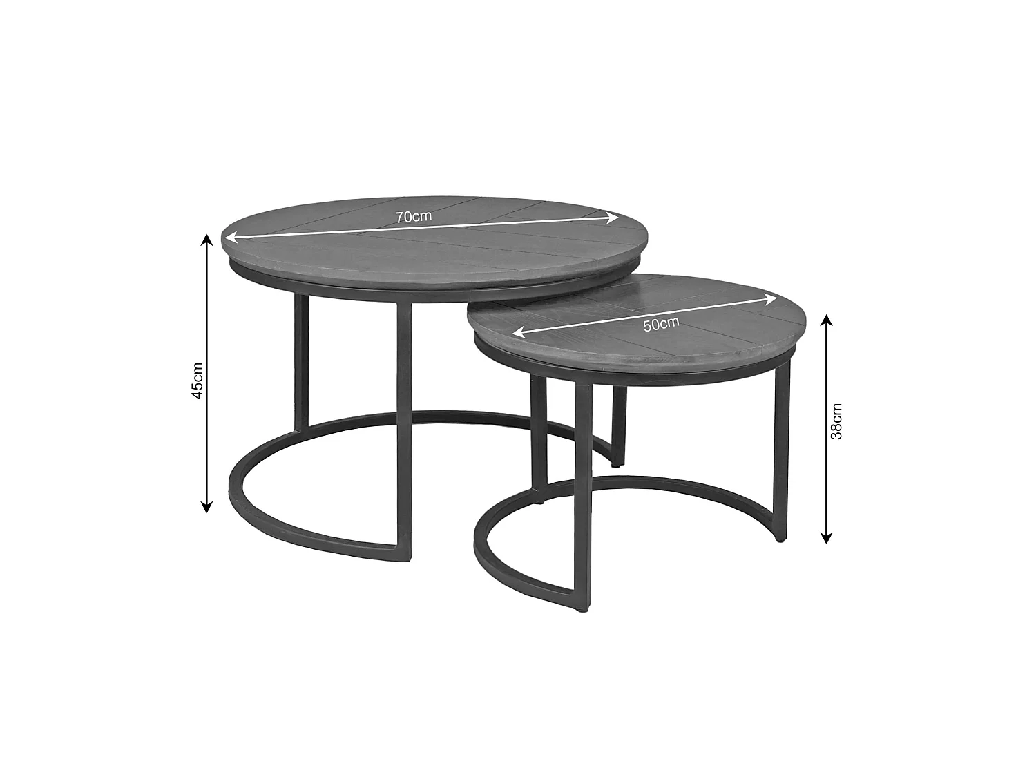 Table basse ronde gigogne en chêne brun (lot de 2) ALMA