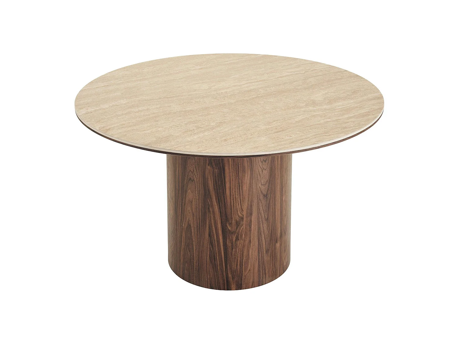 Table à manger ronde en céramique aspect travertin ø120 PRATO