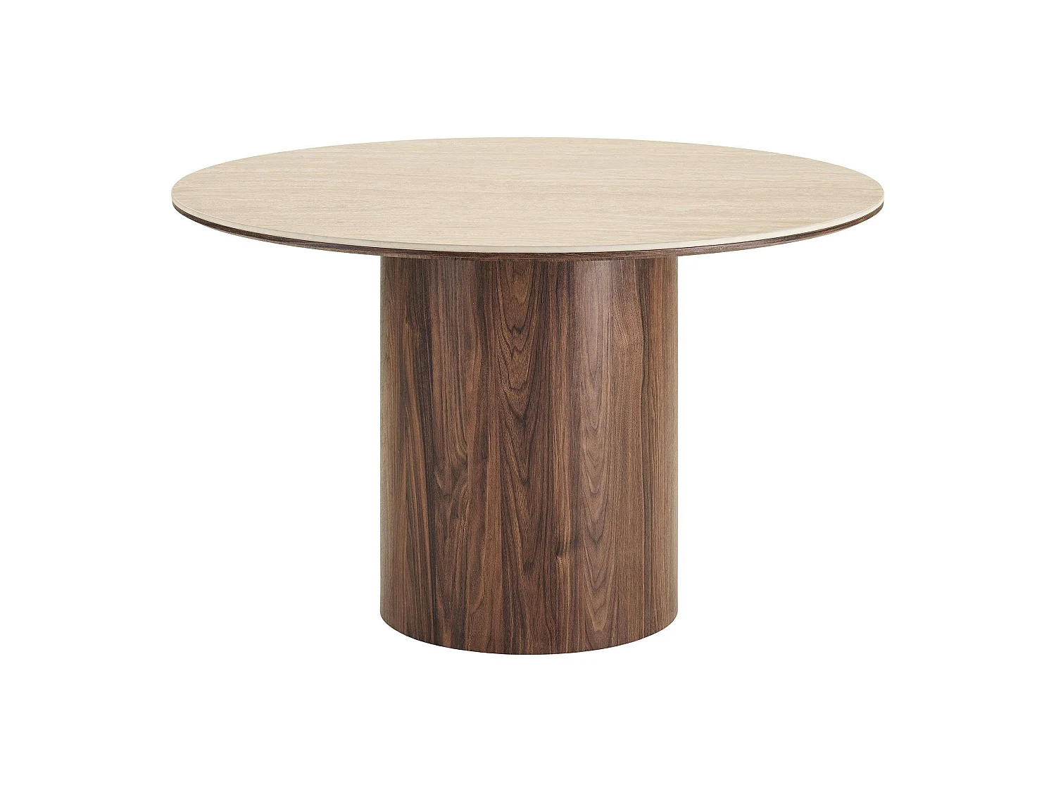 Table à manger ronde en céramique aspect travertin ø120 PRATO