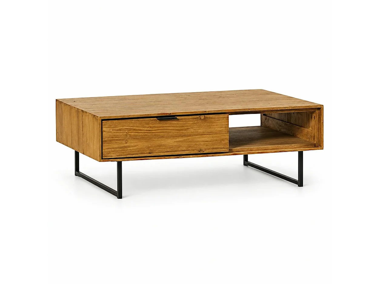 Table basse avec rangement en bois de teck recyclé DEPOK