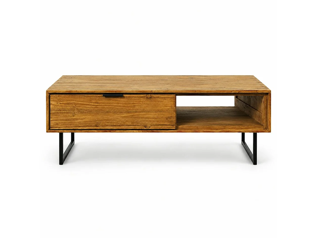 Table basse avec rangement en bois de teck recyclé DEPOK