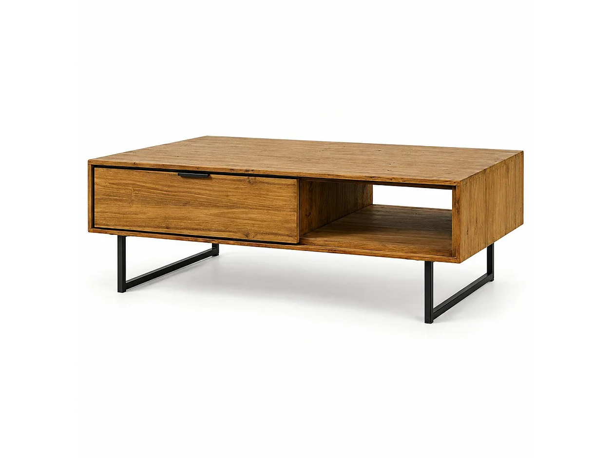 Table basse avec rangement en bois de teck recyclé DEPOK