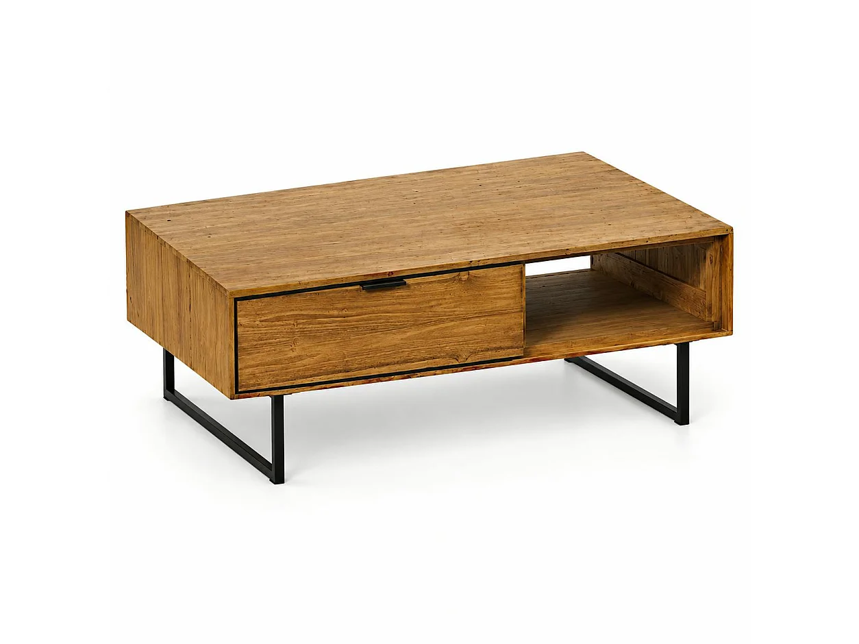 Table basse avec rangement en bois de teck recyclé DEPOK