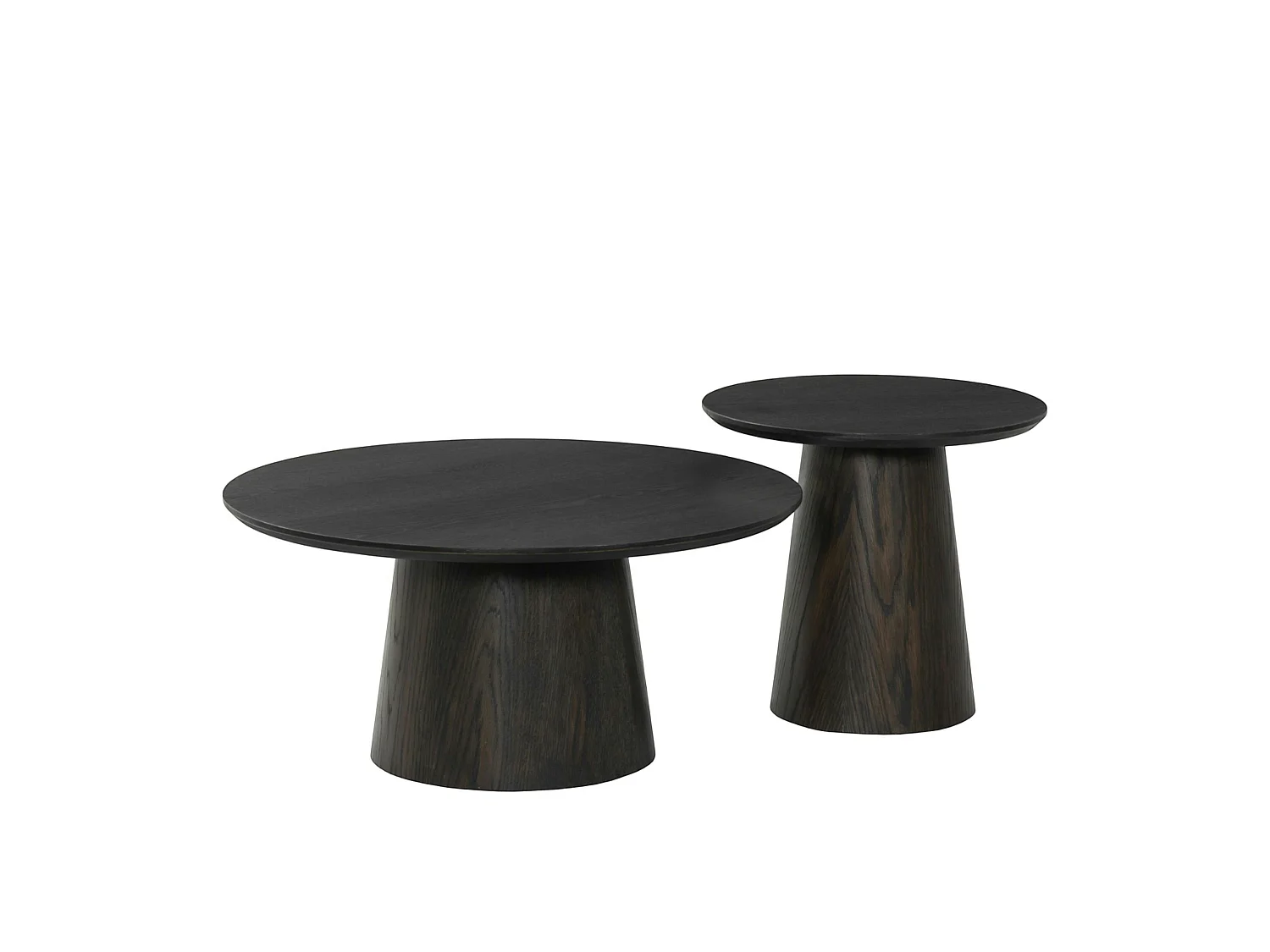 Table basse ronde en chêne brun LOREN