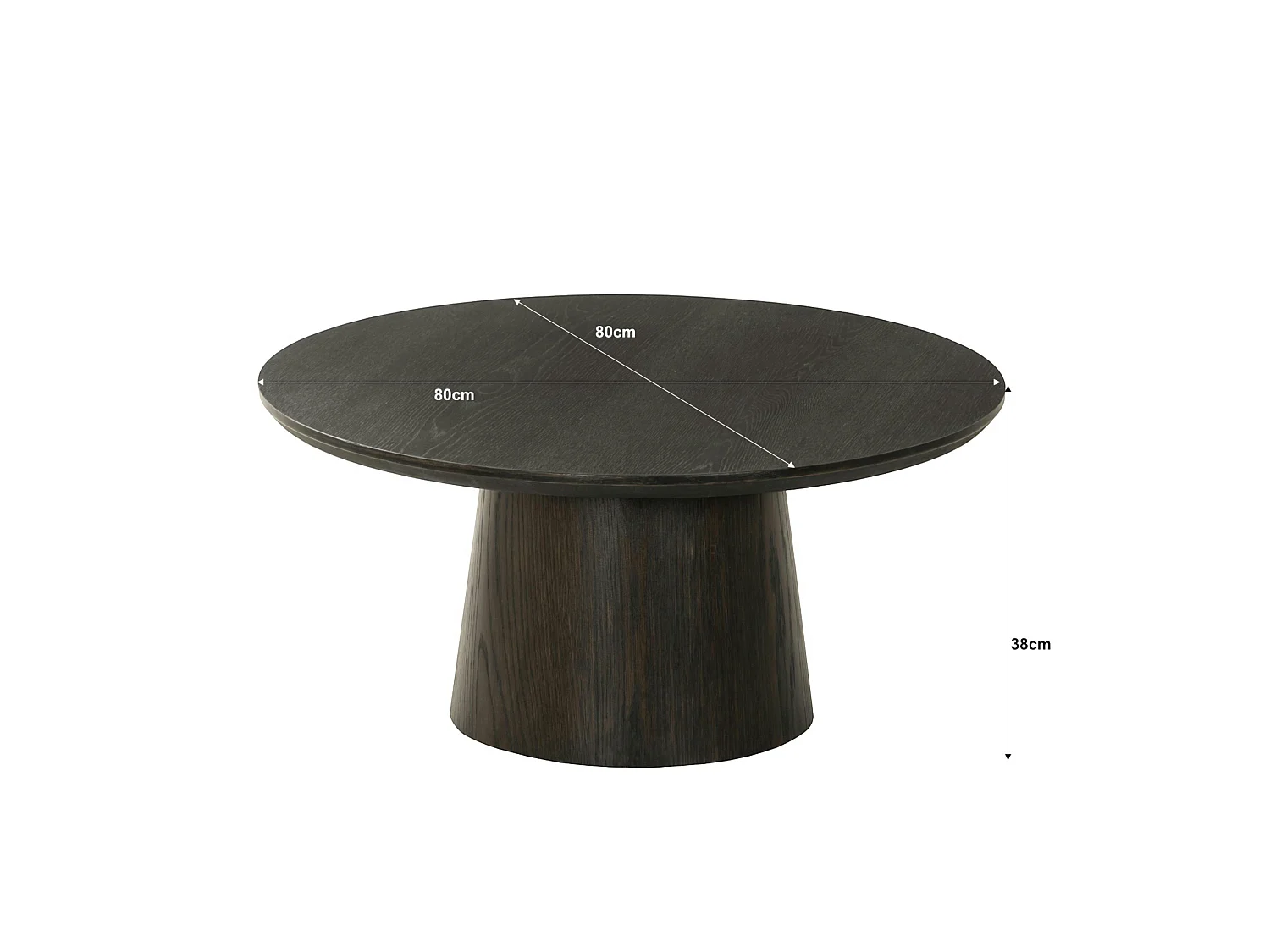 Table basse ronde en chêne brun LOREN