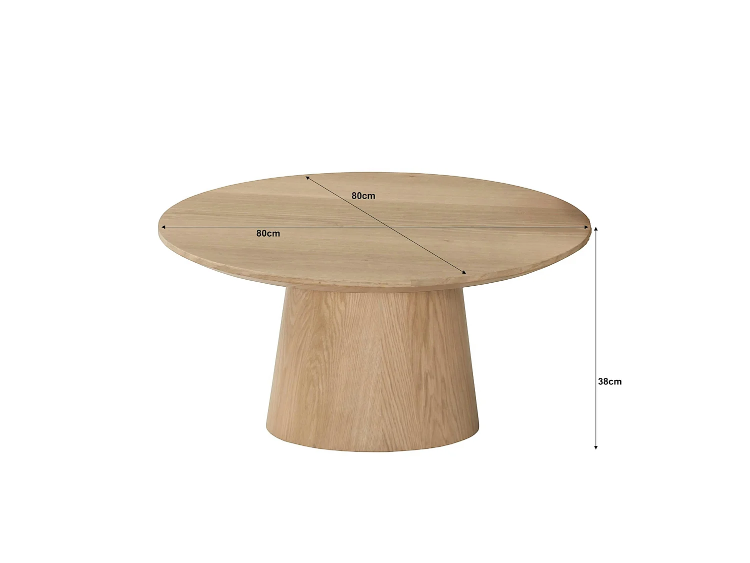 Table basse ronde en chêne clair LOREN