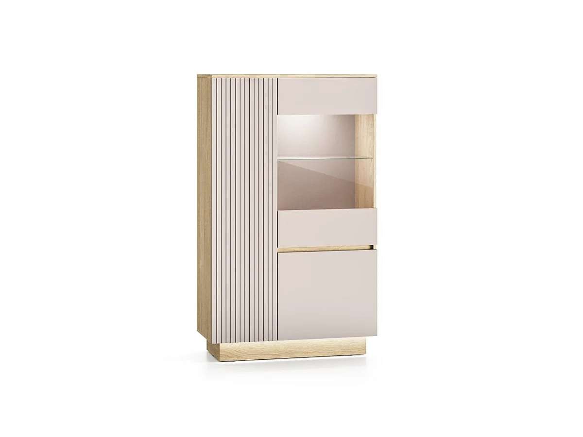 Vaisselier 3 portes LED inclus Elyès Cachemire et Bois