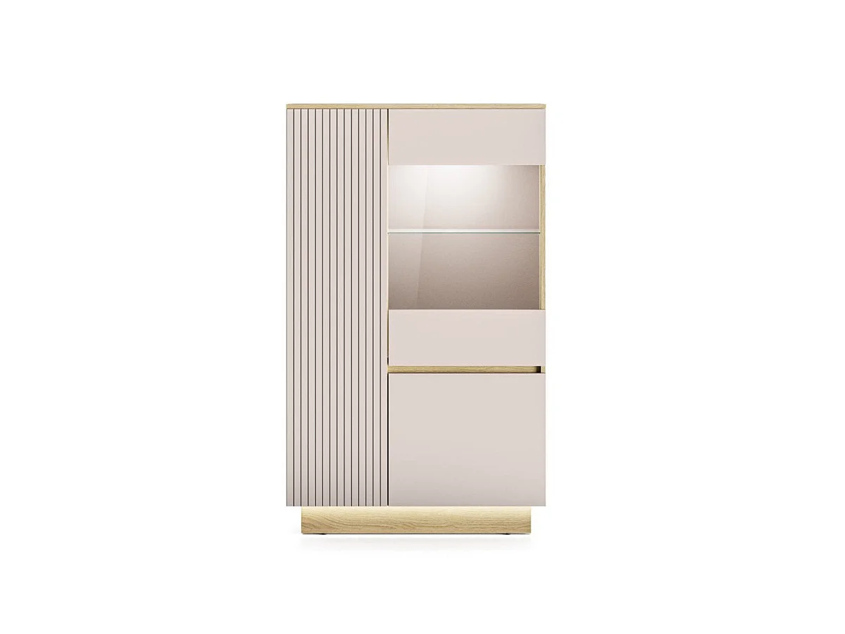 Vaisselier 3 portes LED inclus Elyès Cachemire et Bois