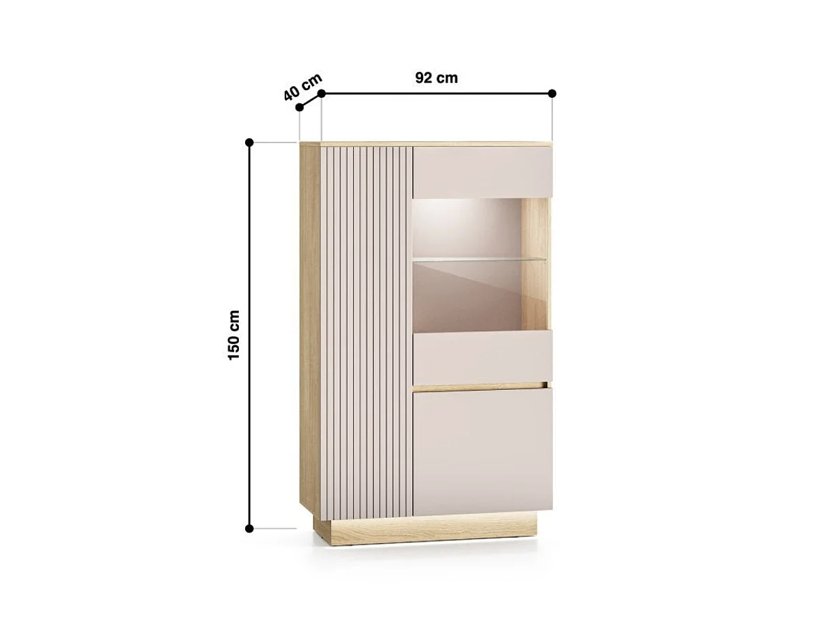 Vaisselier 3 portes LED inclus Elyès Cachemire et Bois