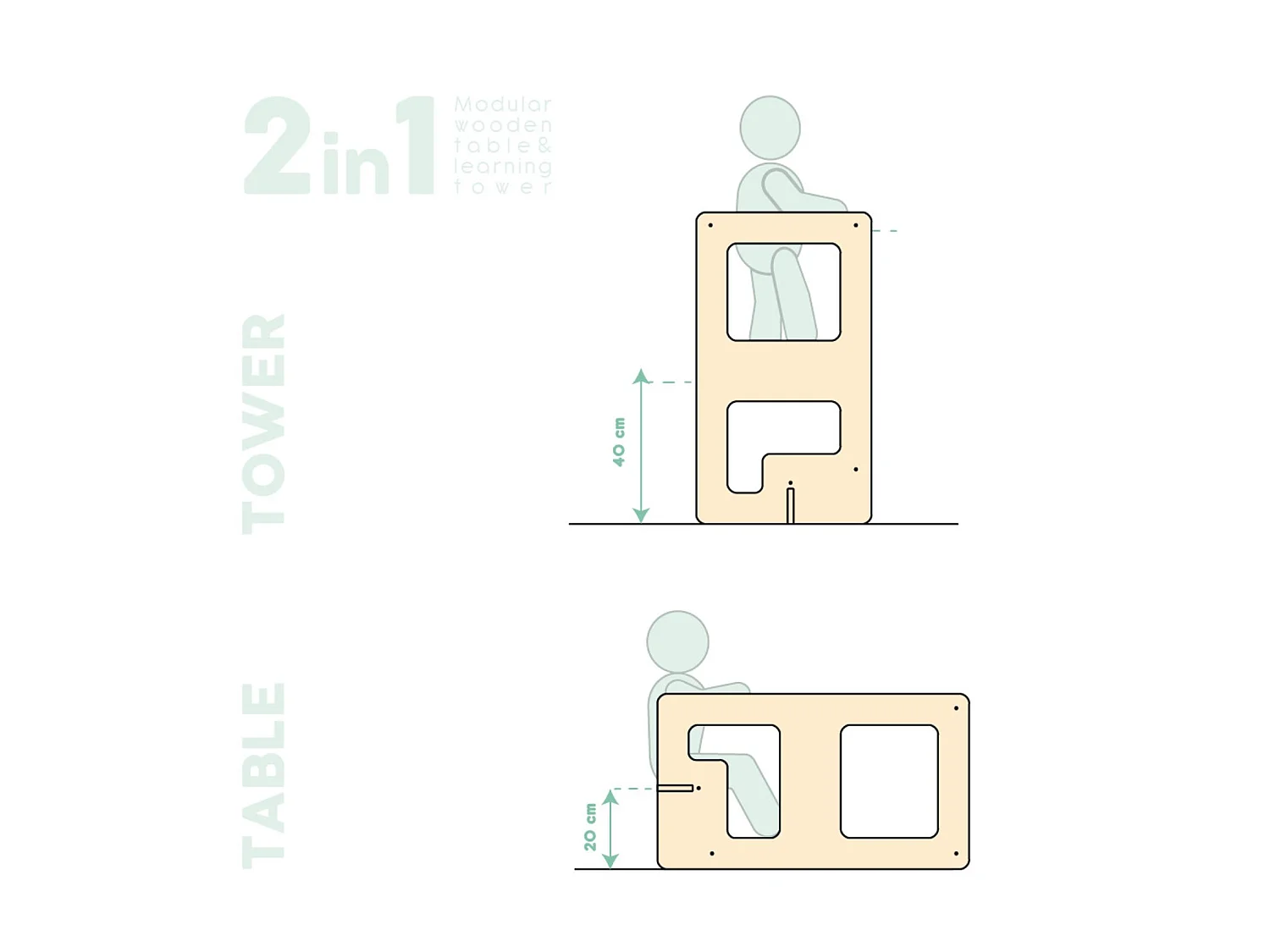Tour d'observation et table de jeux en 1 en bois Kule Flip