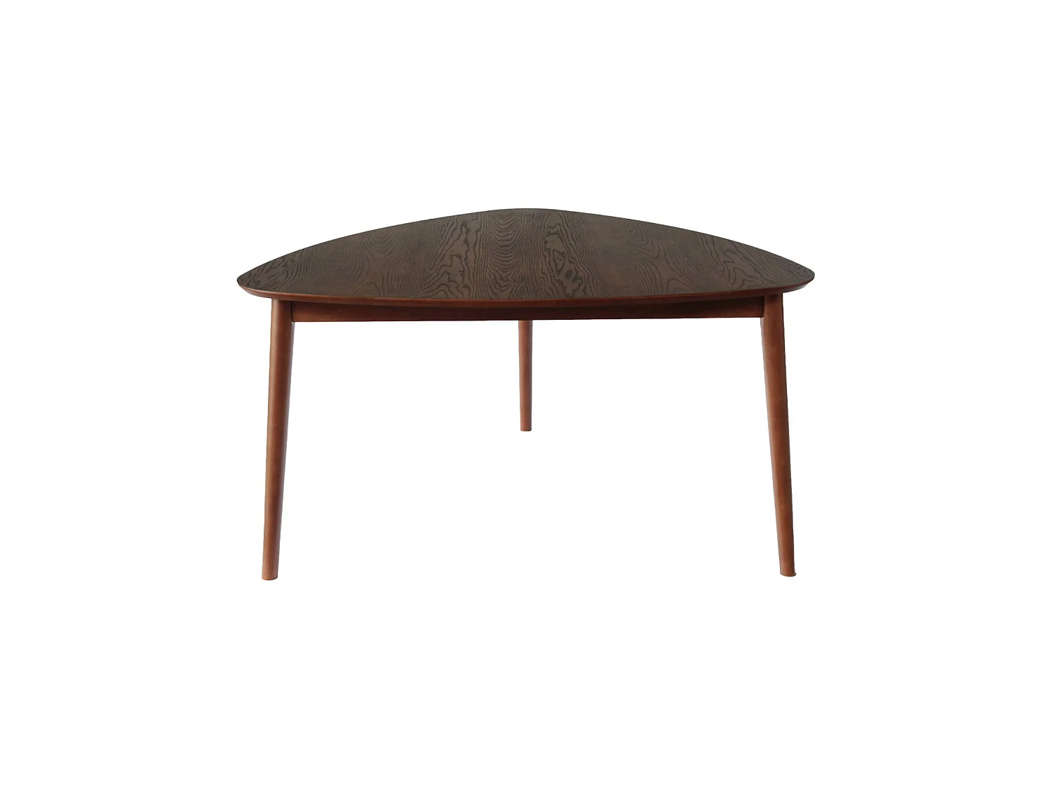 Table à manger triangulaire bois d'hévéa placage chêne 6 places noyer - Ninon