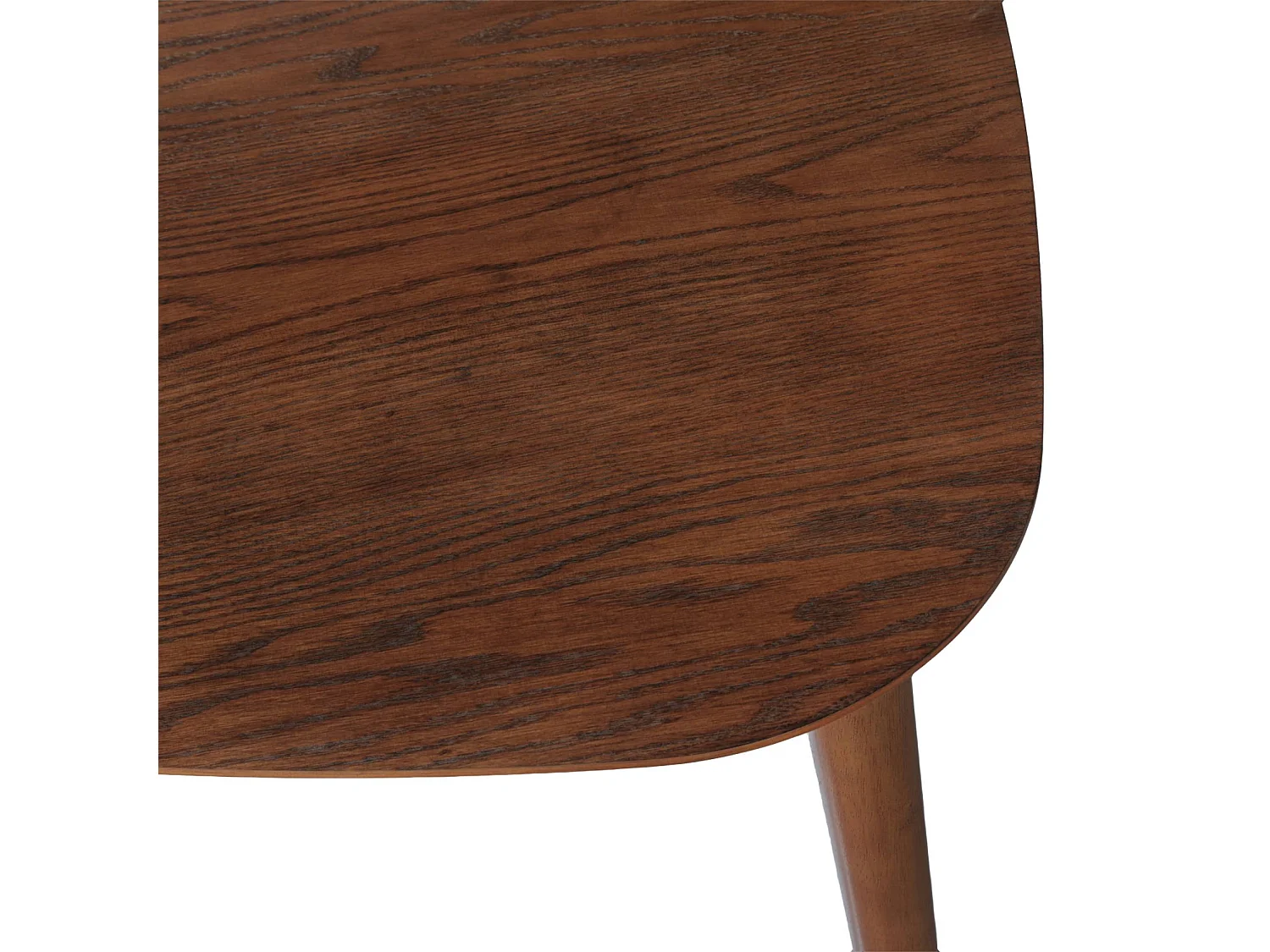 Table à manger triangulaire bois d'hévéa placage chêne 6 places noyer - Ninon