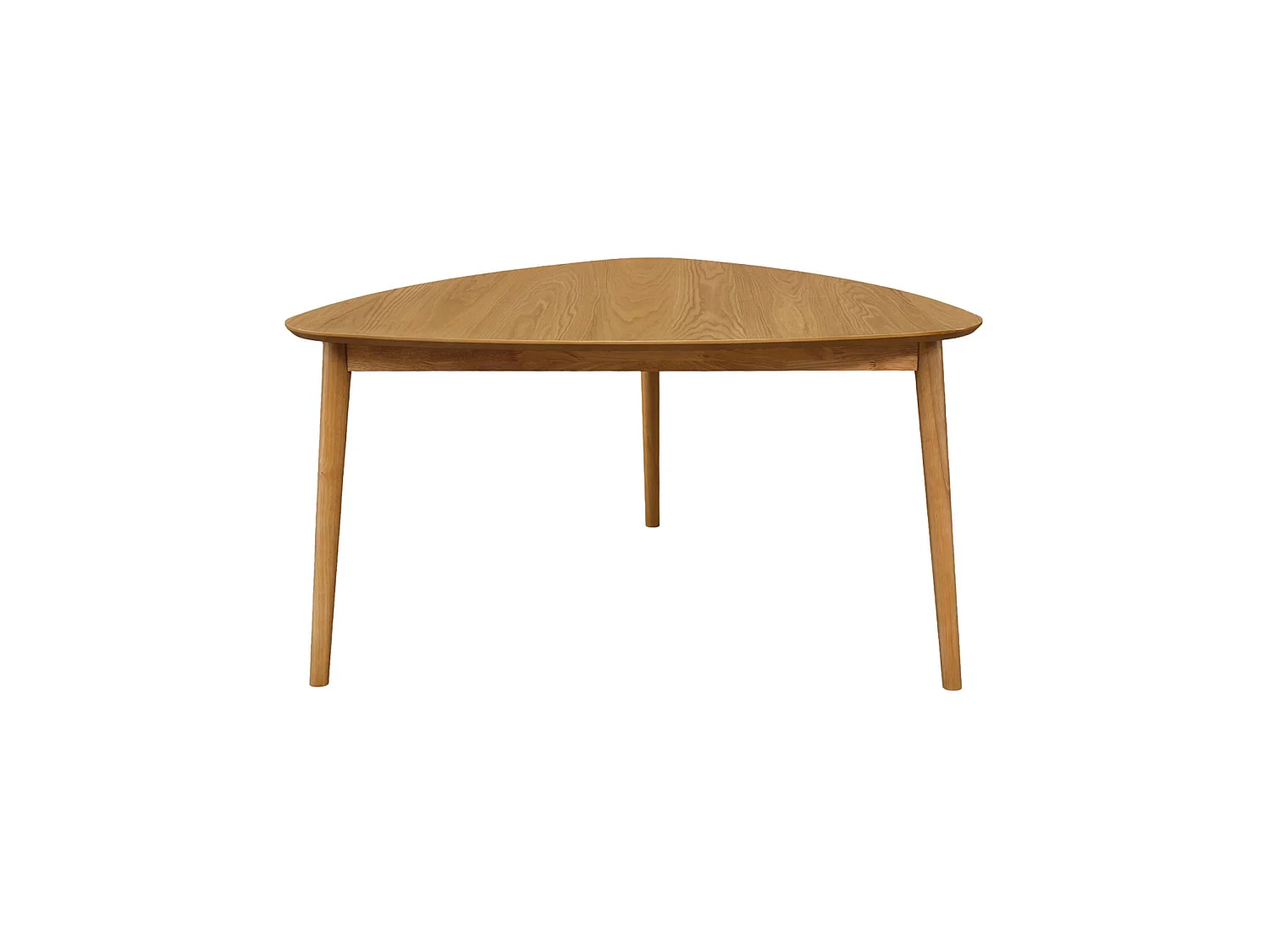 Table à manger triangulaire bois d'hévéa placage chêne 6 places naturel - Ninon