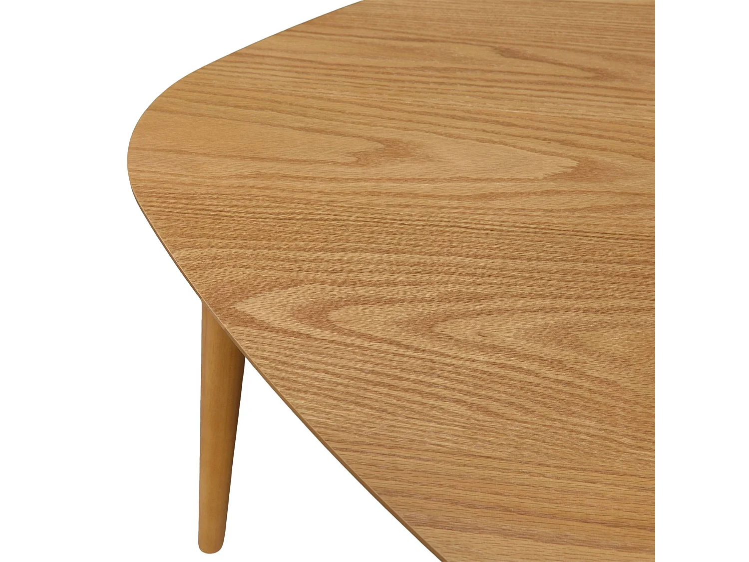 Table à manger triangulaire bois d'hévéa placage chêne 6 places naturel - Ninon