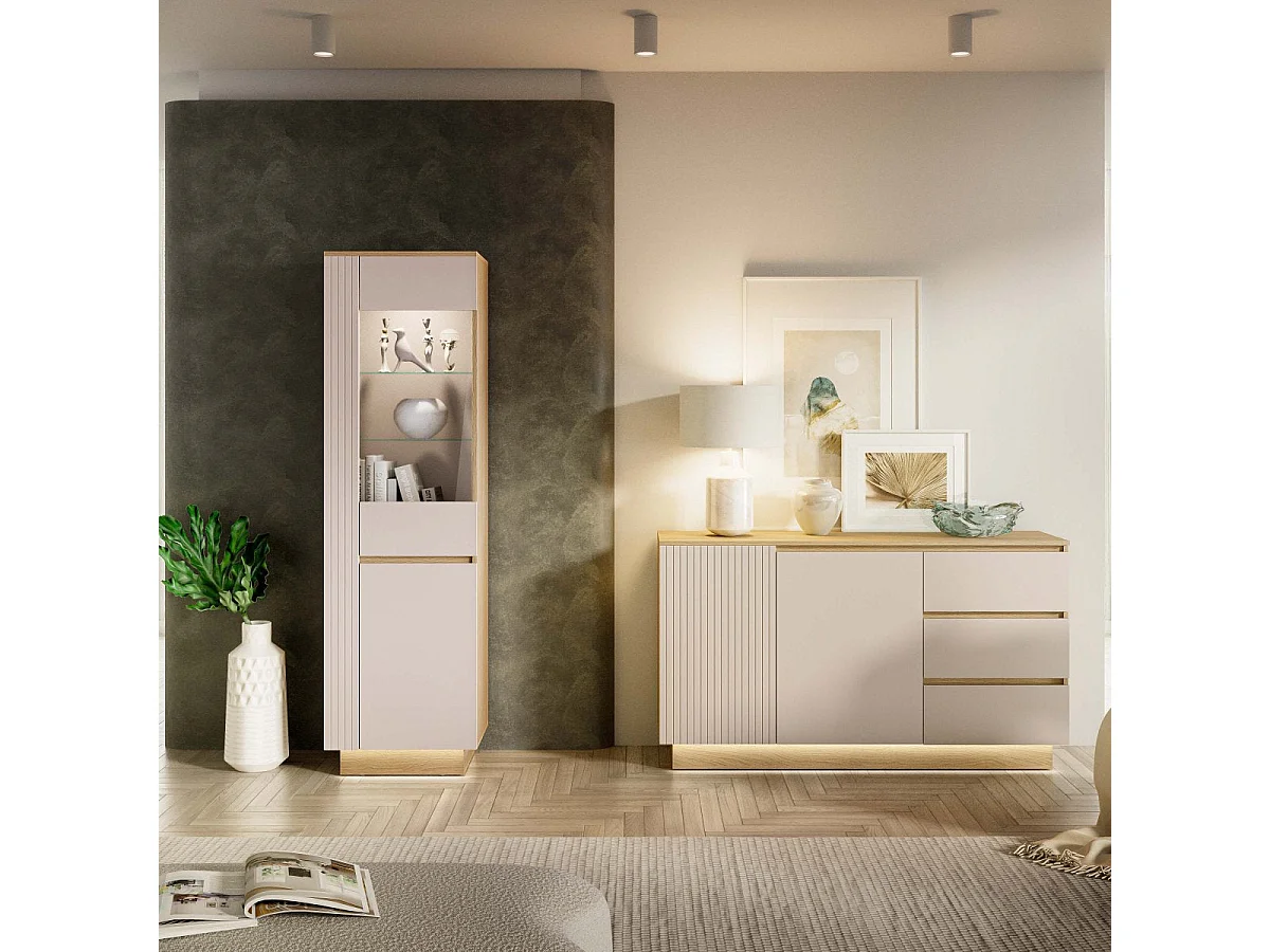 Vitrine 2 døre LED inkluderet Elyès Kashmir og Træ