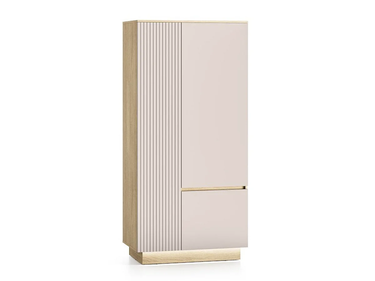 Armoire 3 portes LED inclus Elyès Cachemire et Bois