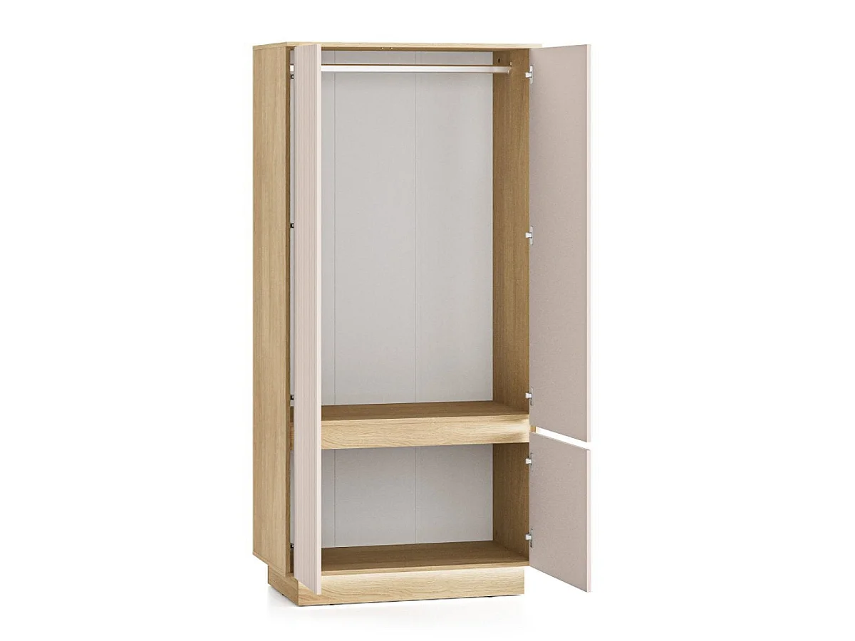 Armoire 3 portes LED inclus Elyès Cachemire et Bois