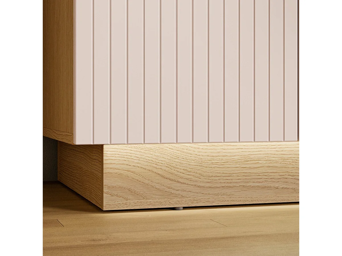 Armoire 3 portes LED inclus Elyès Cachemire et Bois