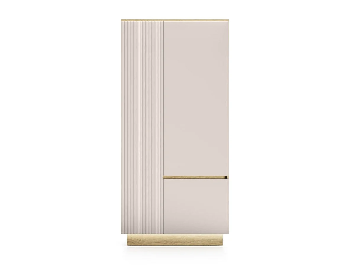 Armoire 3 portes LED inclus Elyès Cachemire et Bois
