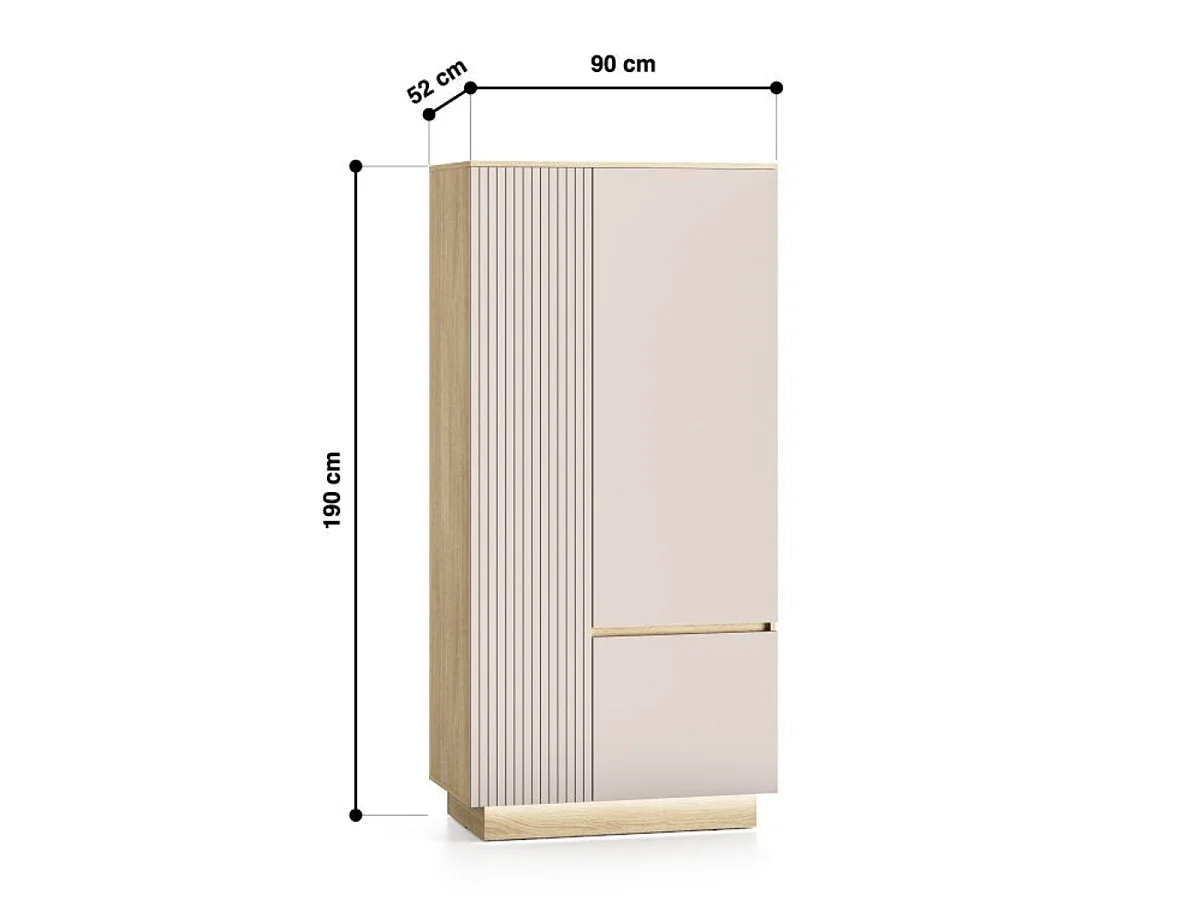 Armoire 3 portes LED inclus Elyès Cachemire et Bois