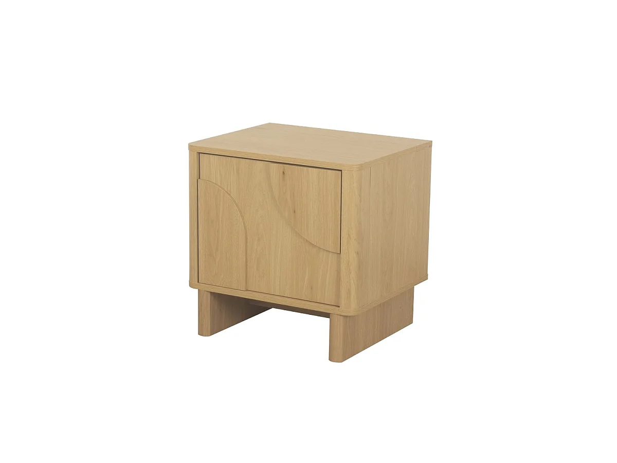 Nachttisch 1 Tür mit abgerundeten Formen Eiche-Dekor B48 cm - OCTAVE