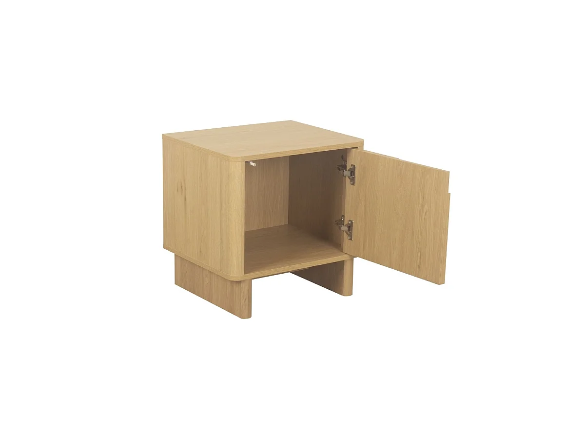 Nachttisch 1 Tür mit abgerundeten Formen Eiche-Dekor B48 cm - OCTAVE
