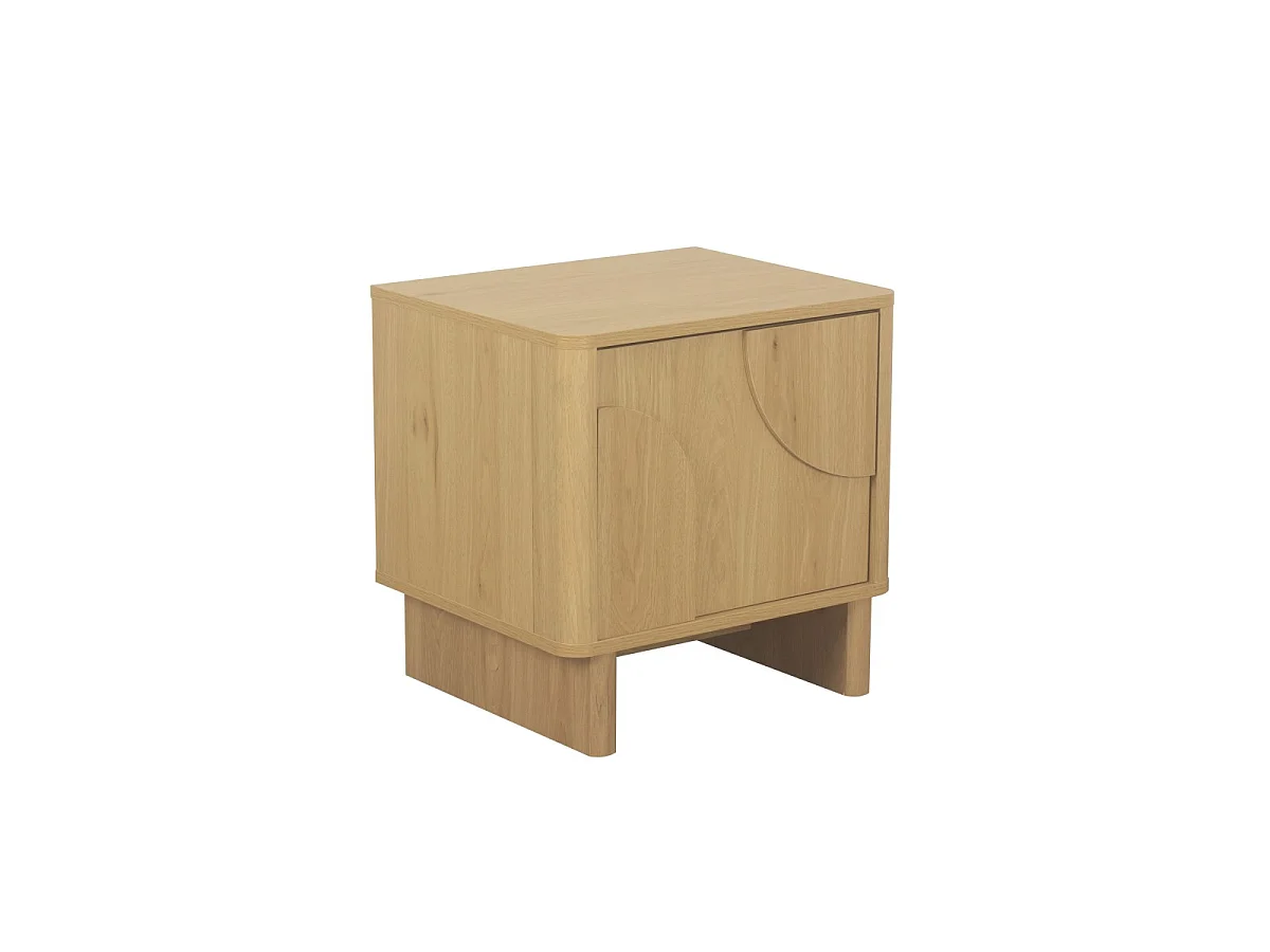Nachttisch 1 Tür mit abgerundeten Formen Eiche-Dekor B48 cm - OCTAVE