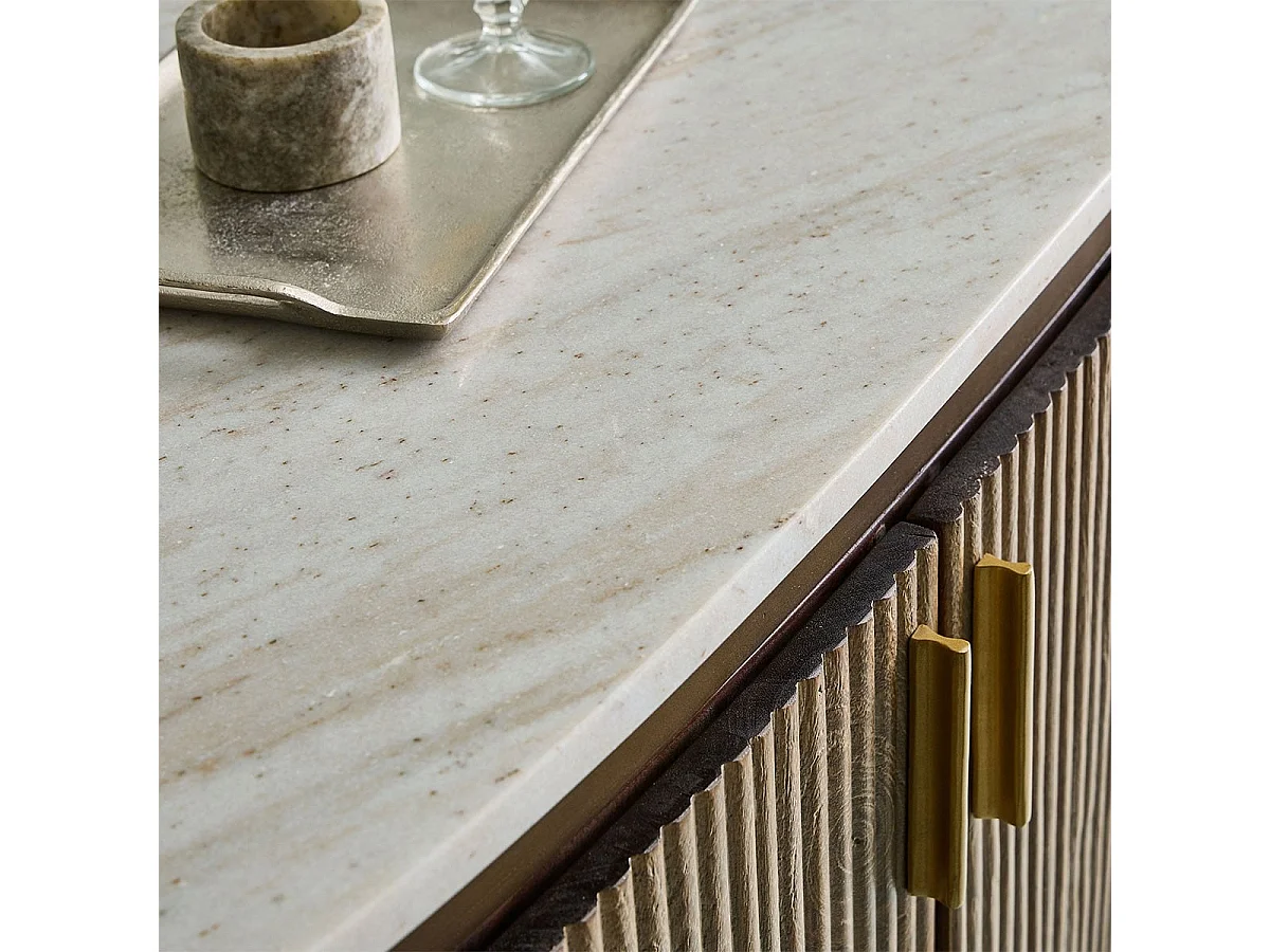 Toonbank van massief hout en marmer BUREN