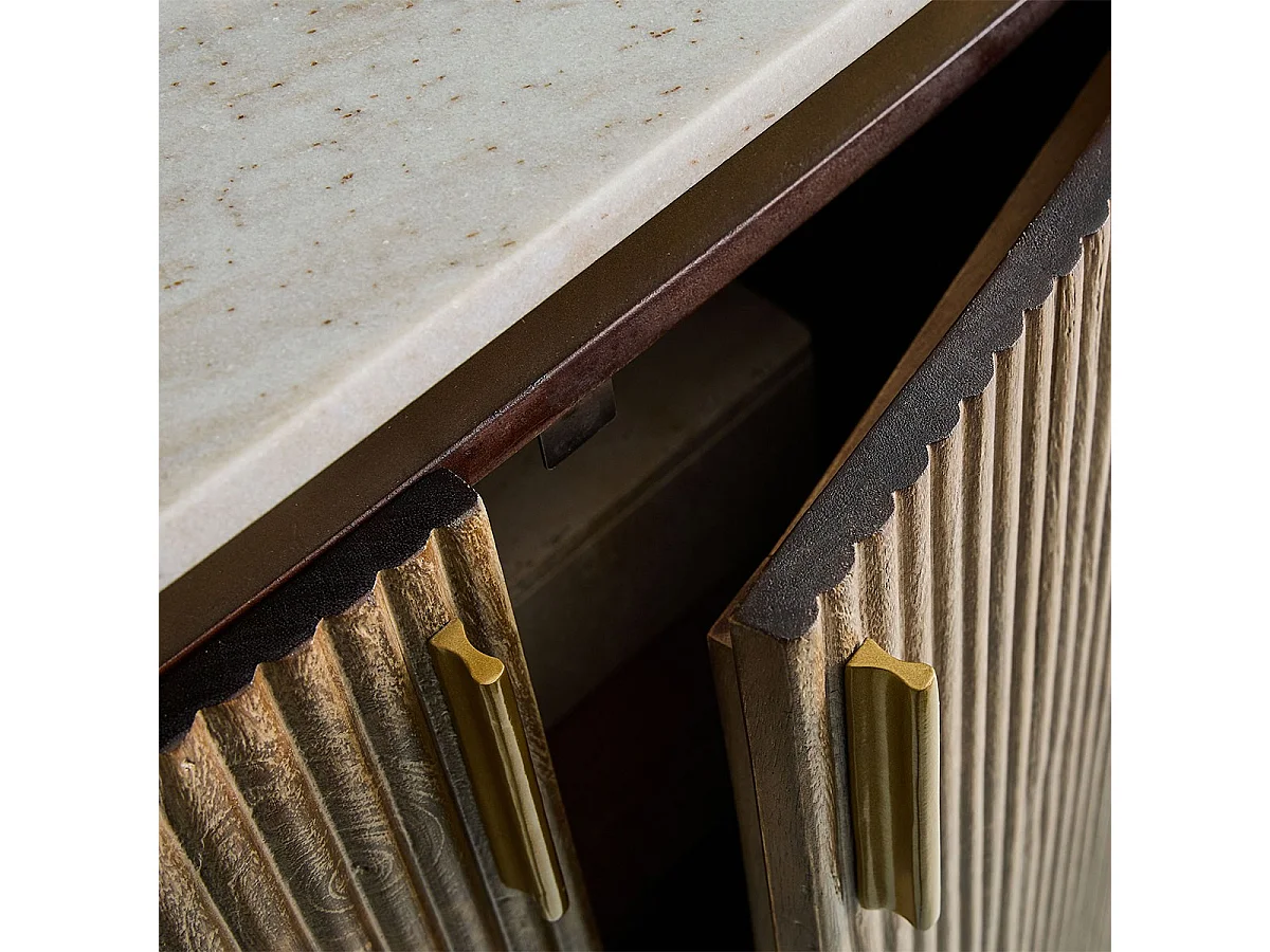 Toonbank van massief hout en marmer BUREN