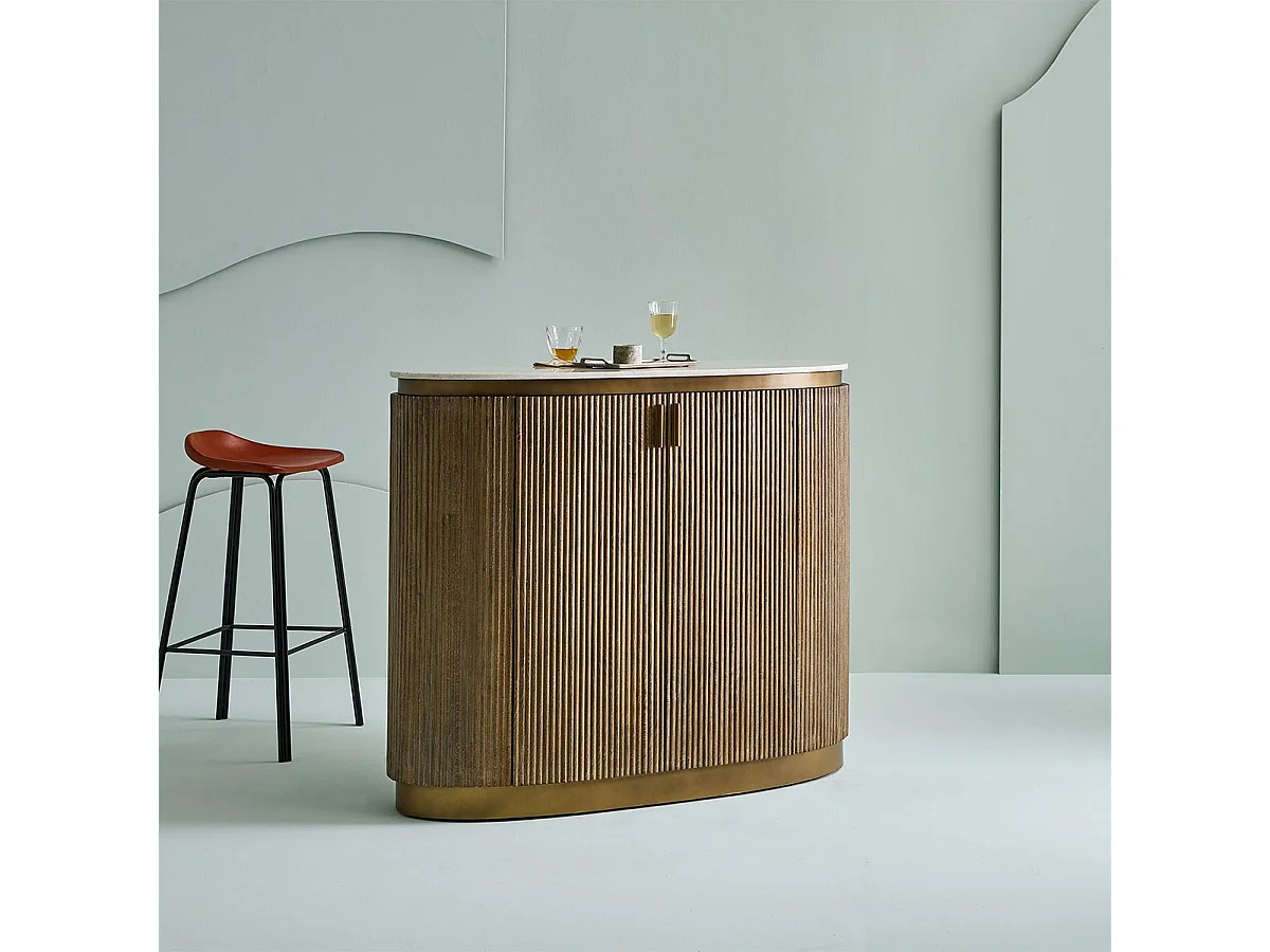Toonbank van massief hout en marmer BUREN