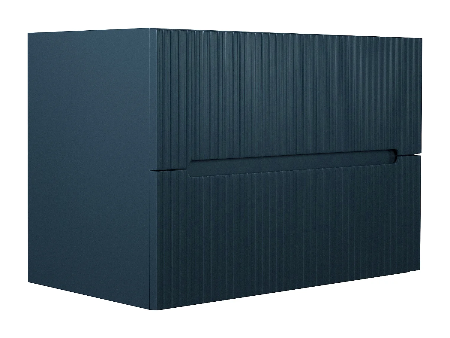 Mobile bagno sospeso con lavabo da incasso e colonna - Scanalato blu - 80 cm - PAVANI