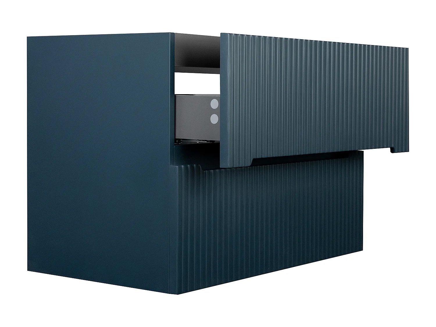 Mobile bagno sospeso con lavabo da incasso e colonna - Scanalato blu - 80 cm - PAVANI