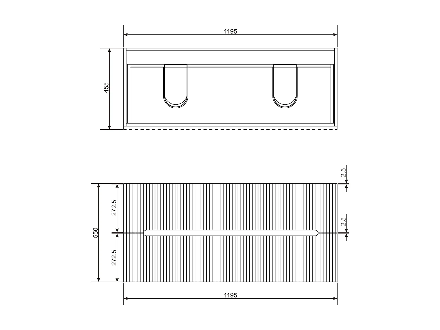 Meuble de salle de bain suspendu avec vasque à encastrer et colonne - Strié gris - 120 cm - PAVANI