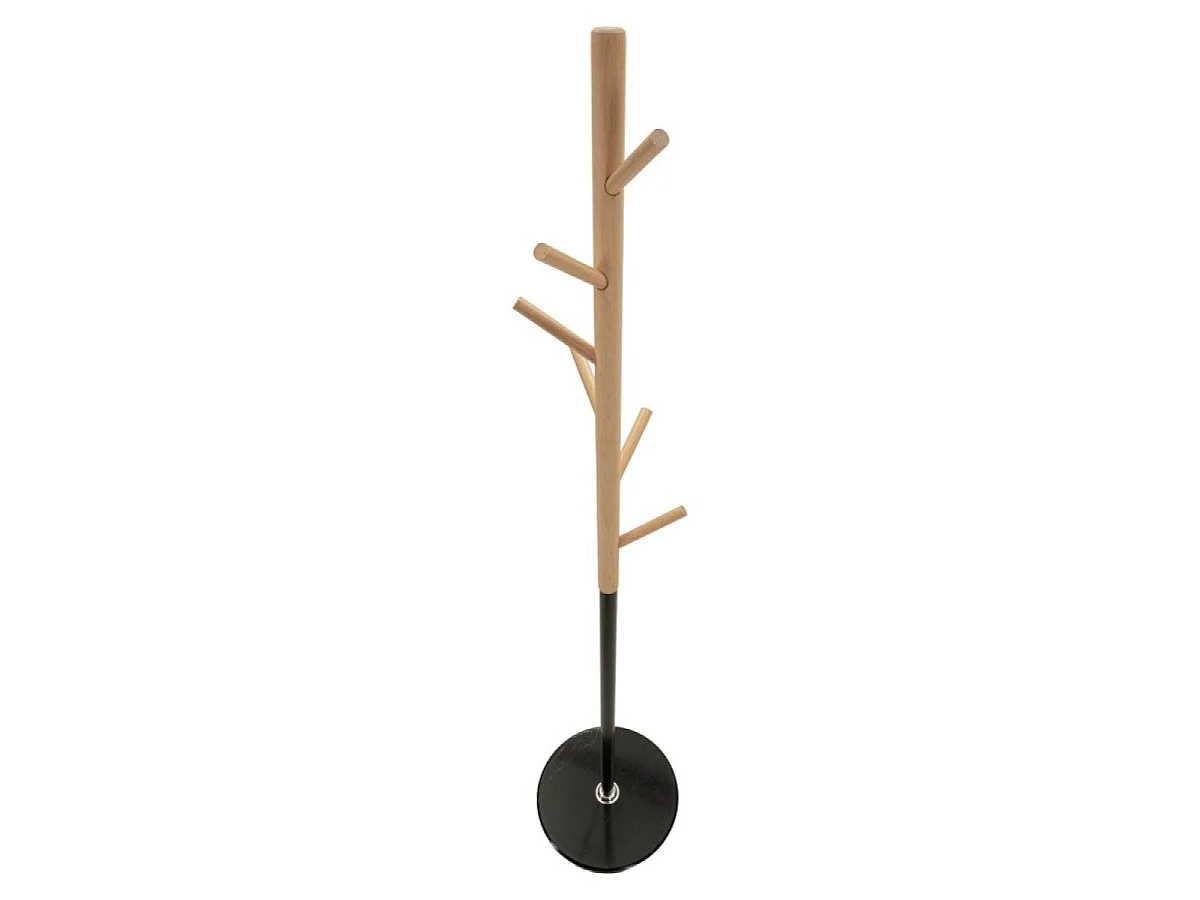 Porte-manteau sur pied 6 patères Bowie Noir et Bois