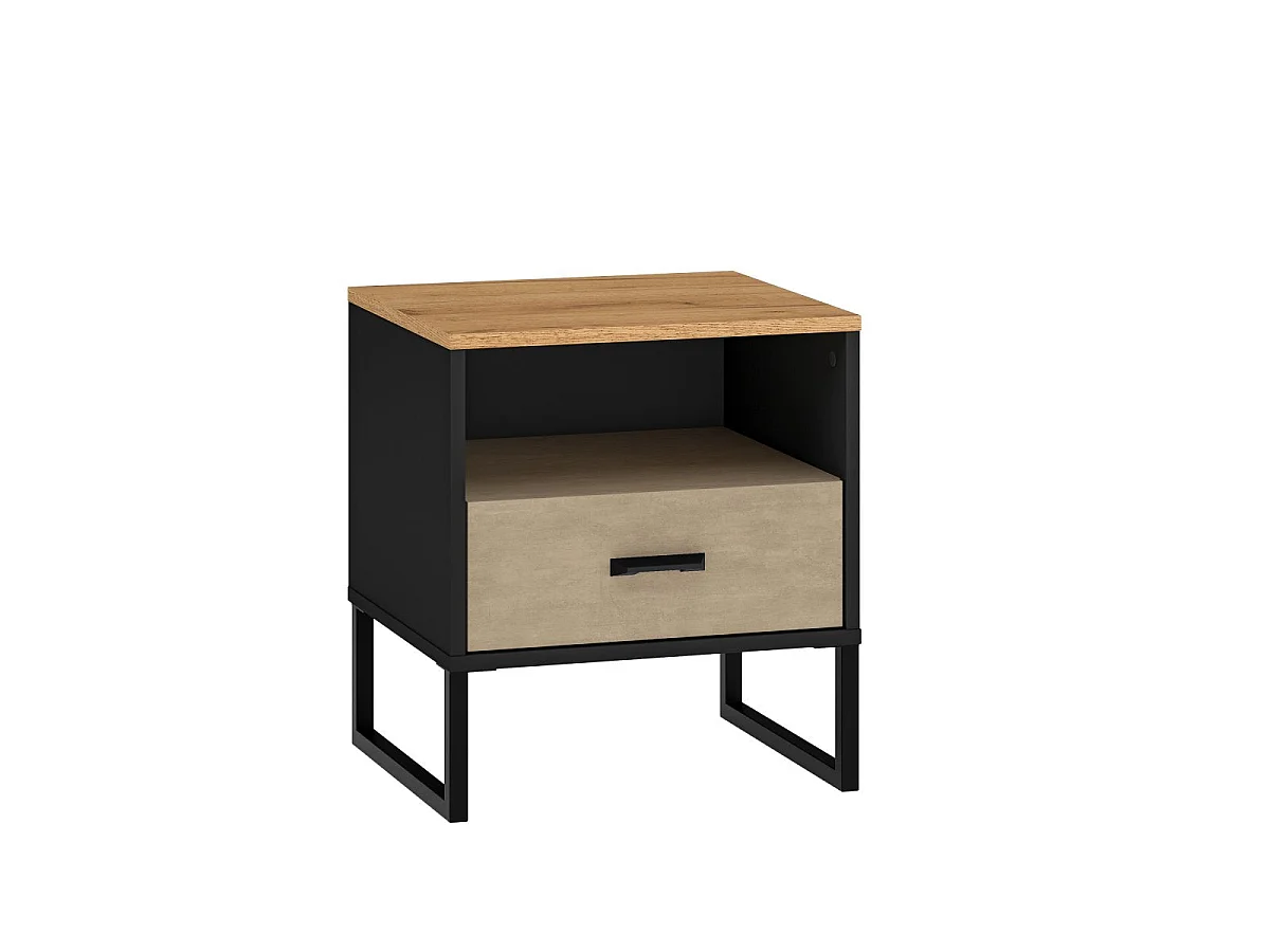 Nachttisch 1 Schublade Zoran Schwarz und Holz