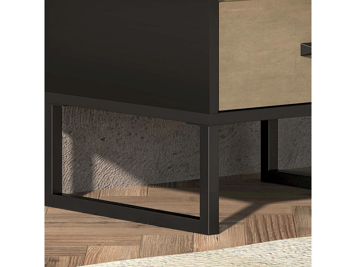 Nachttisch 1 Schublade Zoran Schwarz und Holz