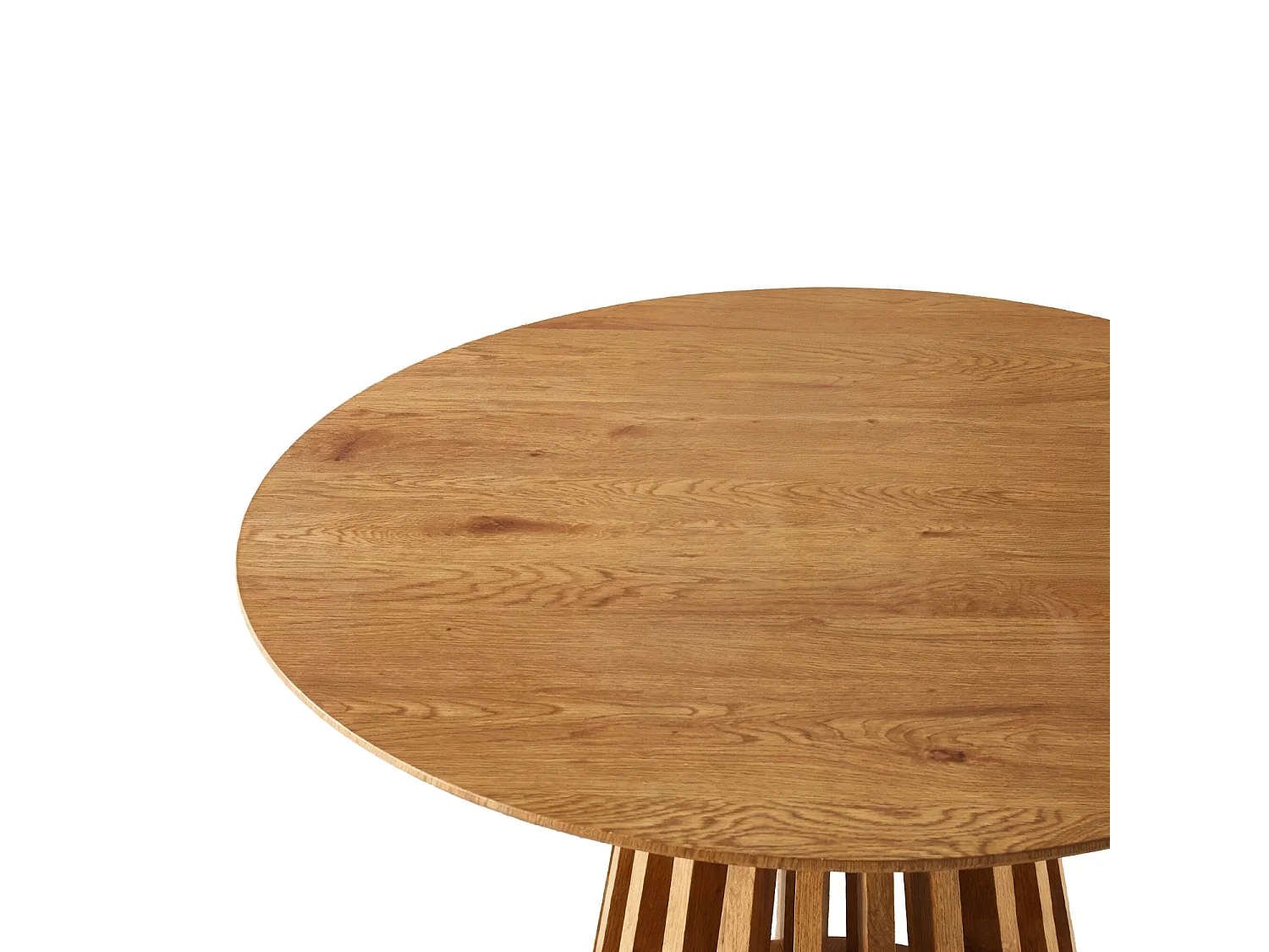 Kayci Round Oak Effect Dining Table with 4 Emily Chairs - Grey