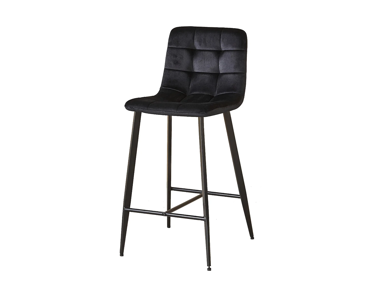 Erica Plush Velvet Comfort Bar Stools - Set of 4 - Black