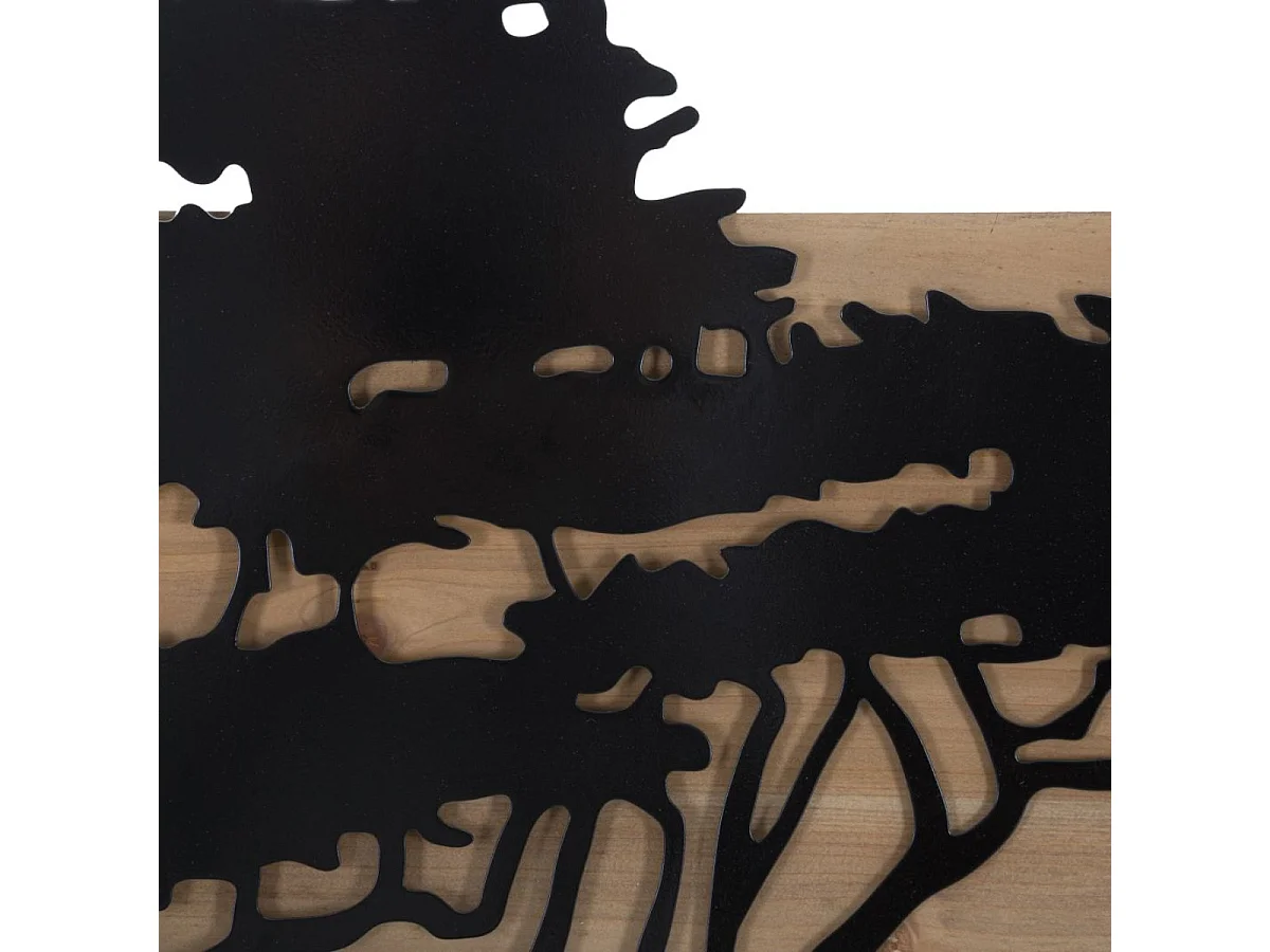 Ensemble de 3 décorations murales triptyque arbre métal 204x80 cm Sarabi Noir et Bois