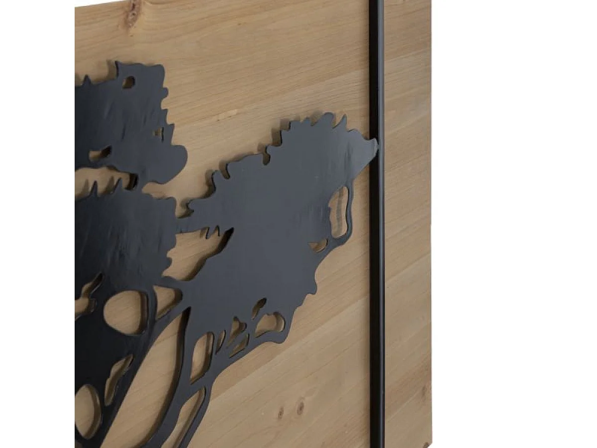Ensemble de 3 décorations murales triptyque arbre métal 204x80 cm Sarabi Noir et Bois