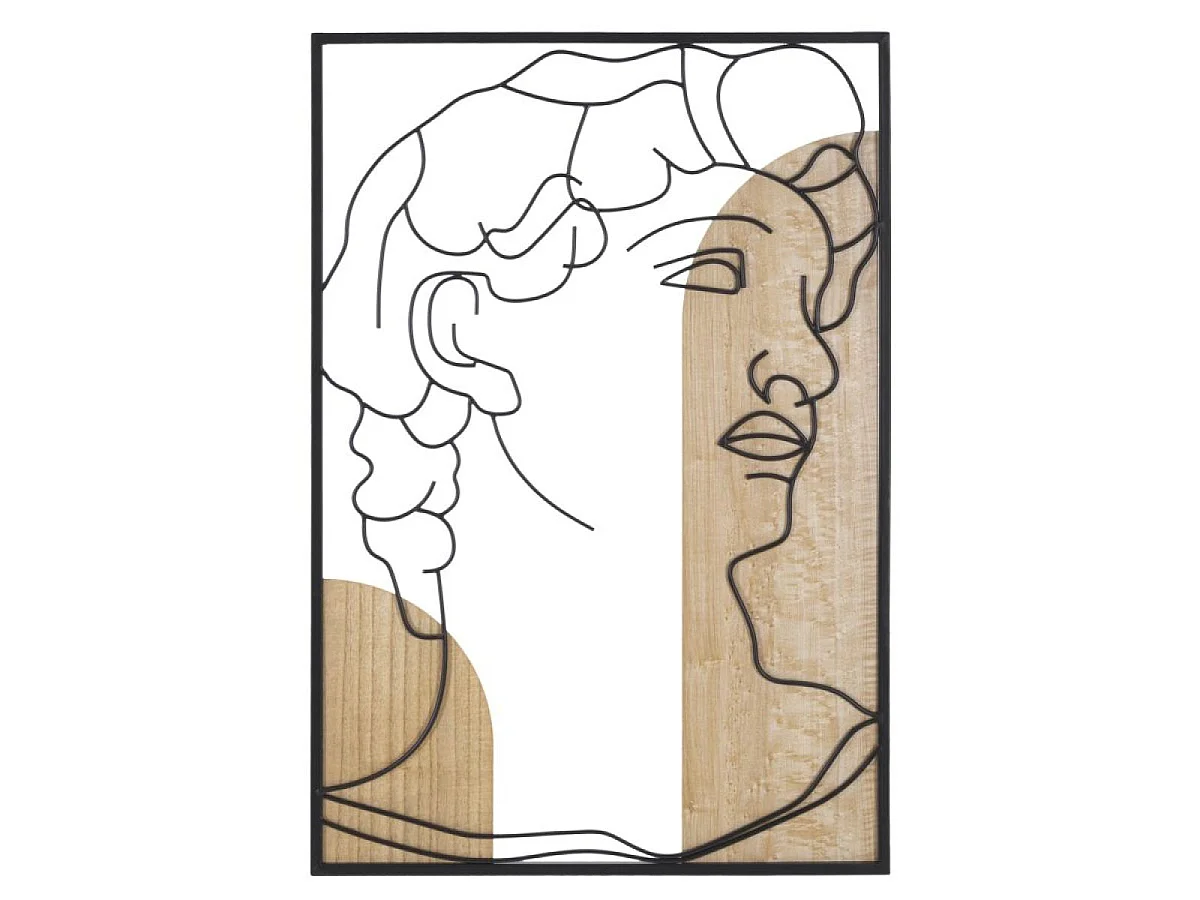 Décoration murale buste antique métal 50x80 cm Adonis Bois et Noir