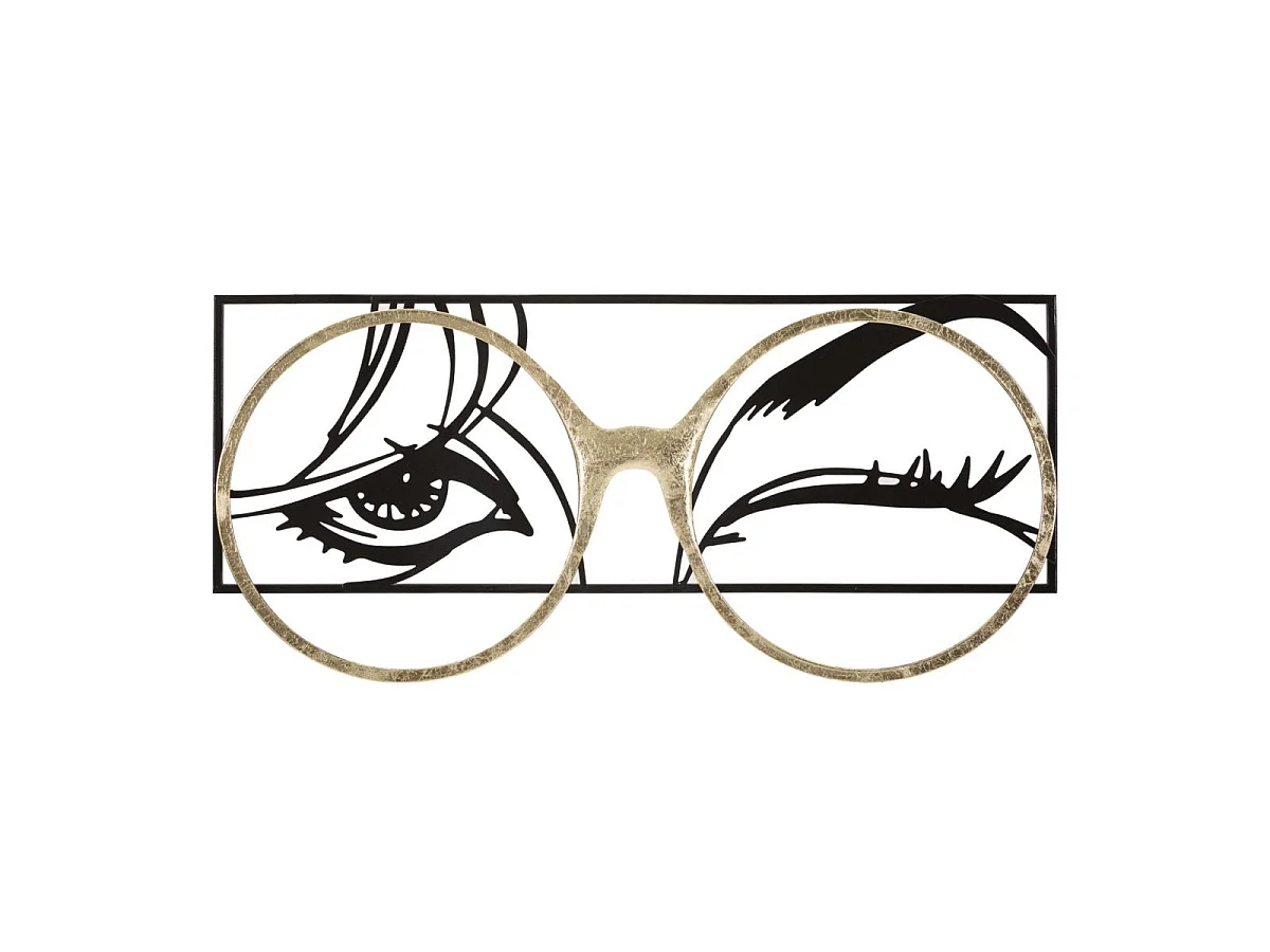 Décoration murale lunettes 3D métal 90x41 cm Océane Noir et Doré